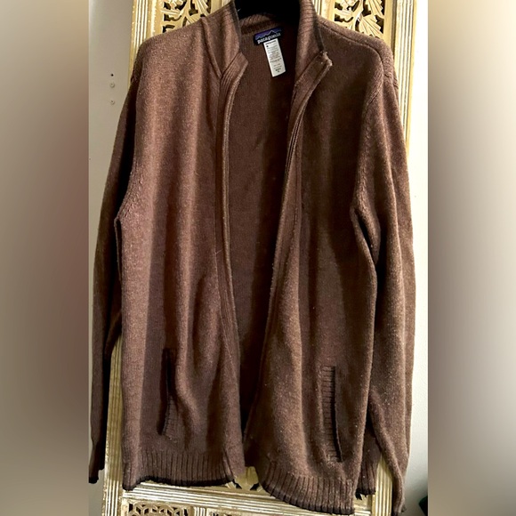 Patagonia XLarge Mainstay Sweater Zip Cardigan Lambswool Wool Blend Brown Mens - Picture 2 of 4